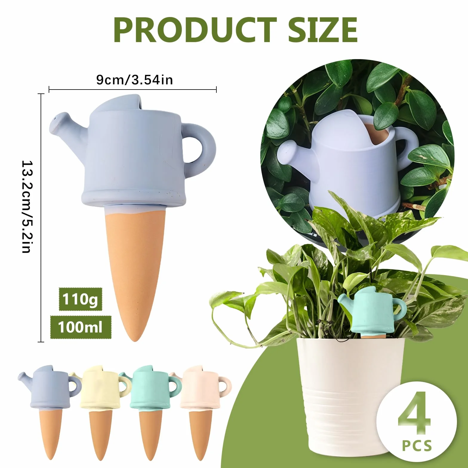 Ollas Terre Cuite Arrosage Automatique 4 Pièces Goutte à Goutte pour Plantes Jardin Intérieur Extérieur