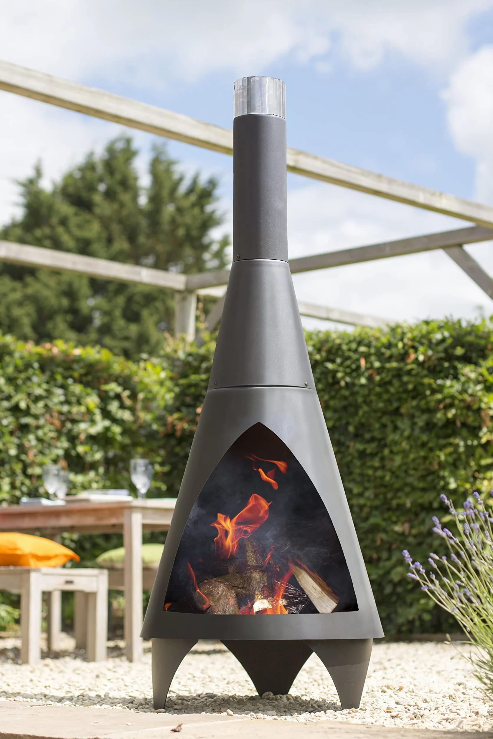 Colorado Cheminée d'extérieur chauffe-terrasse acier Noir Medium 160 cm