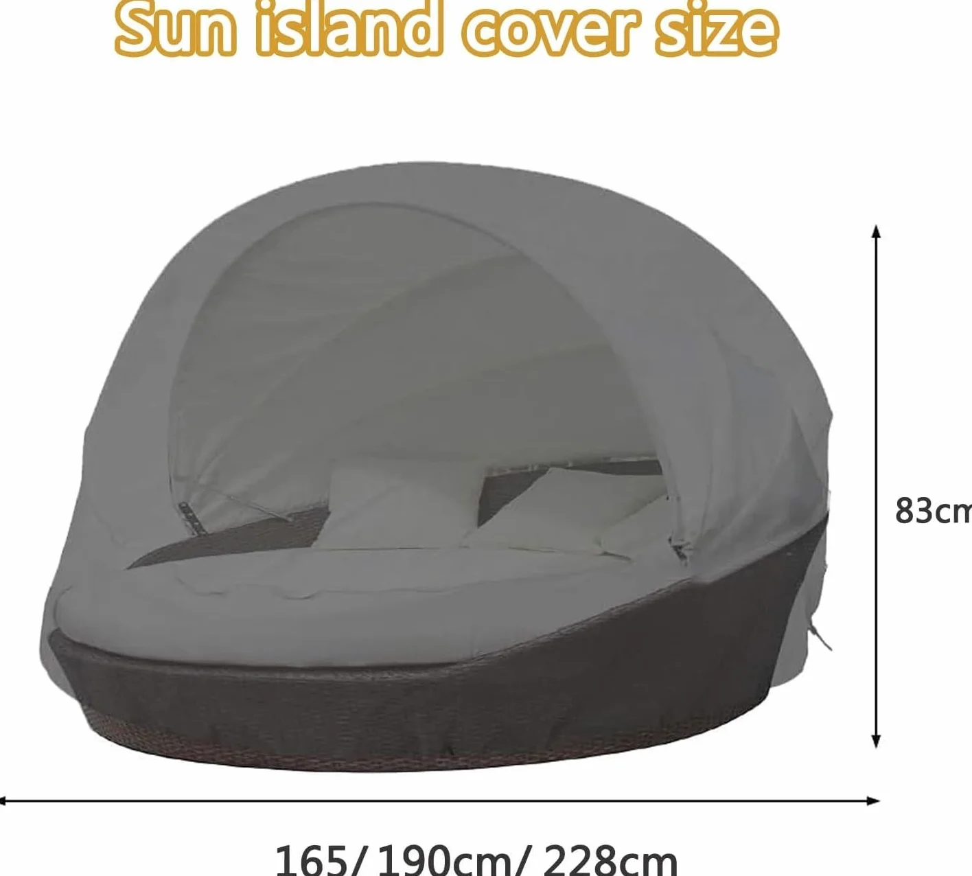 Housse de Protection Canapé-lit Rond Jardin 420D Oxford Imperméable Bâche Chaise Longue Ronde 228x83cm Noir