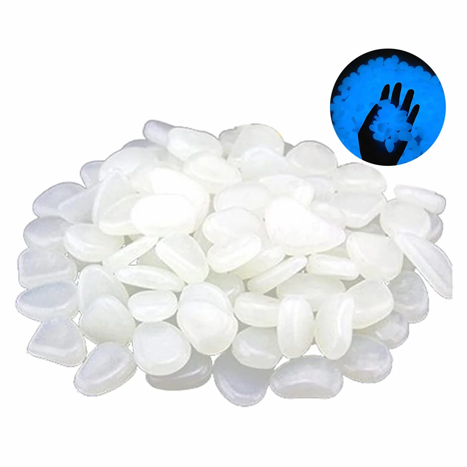 300 Pièces Pierres Lumineuses Décoratives pour Jardin Extérieur, Cailloux Aquarium Fluorescents