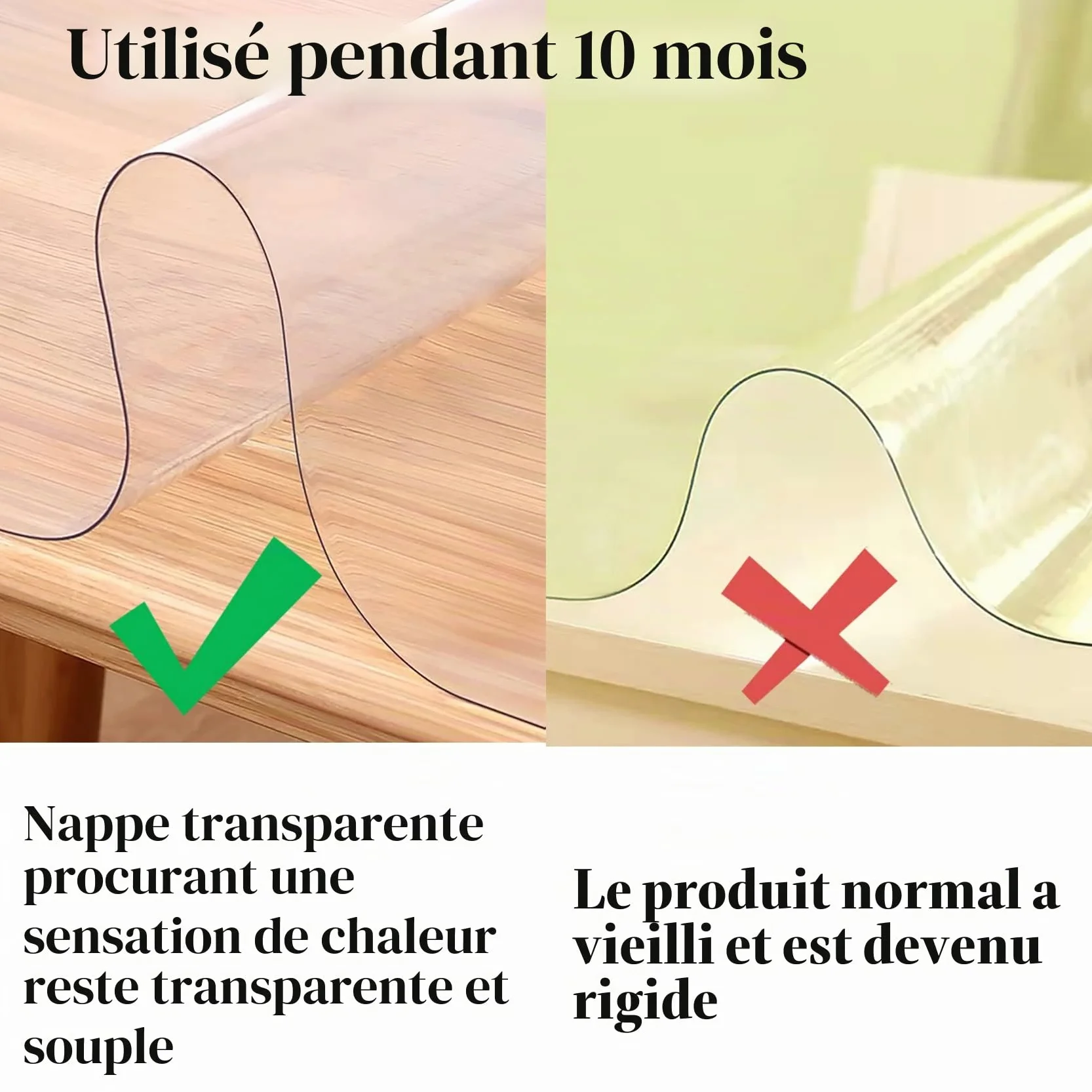 Nappe de Table Ovale en Vinyle Transparent Imperméable 152,4 x 228,6 cm
