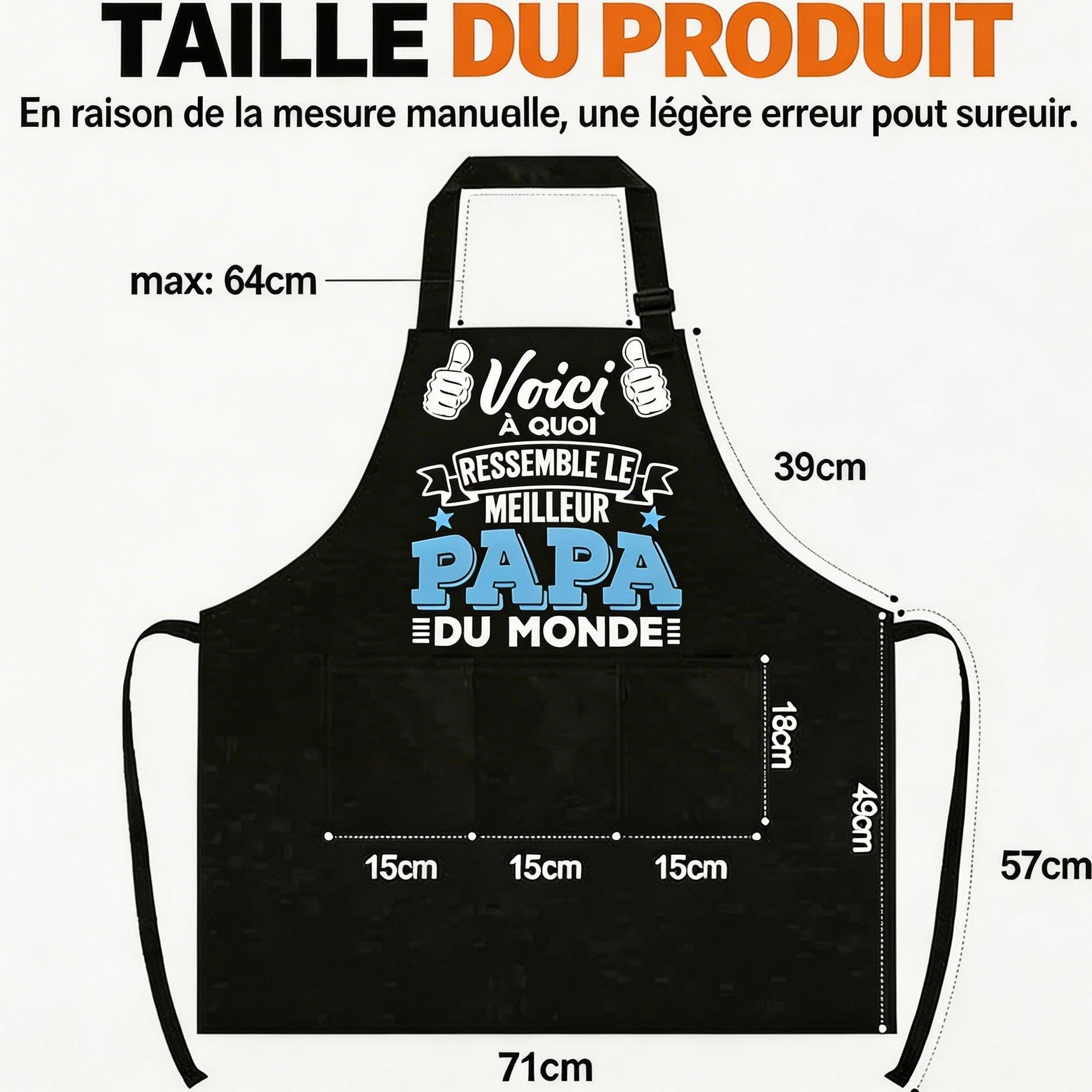 Tablier Papa Cuisine Barbecue BBQ Homme Cadeau Fête Des Pères Personnalisé