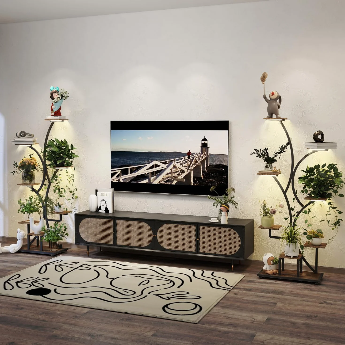 Trironsun Support pour plantes d'intérieur avec lumière de croissance - Étagère en métal pour 8 plantes