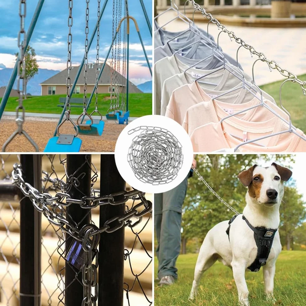 2 Pièces M4 Chaîne en Acier Inoxydable 2M Chaîne en Acier 4mm Maillons Soudés en Acier Inoxydable 304 pour Connecter et Suspendre