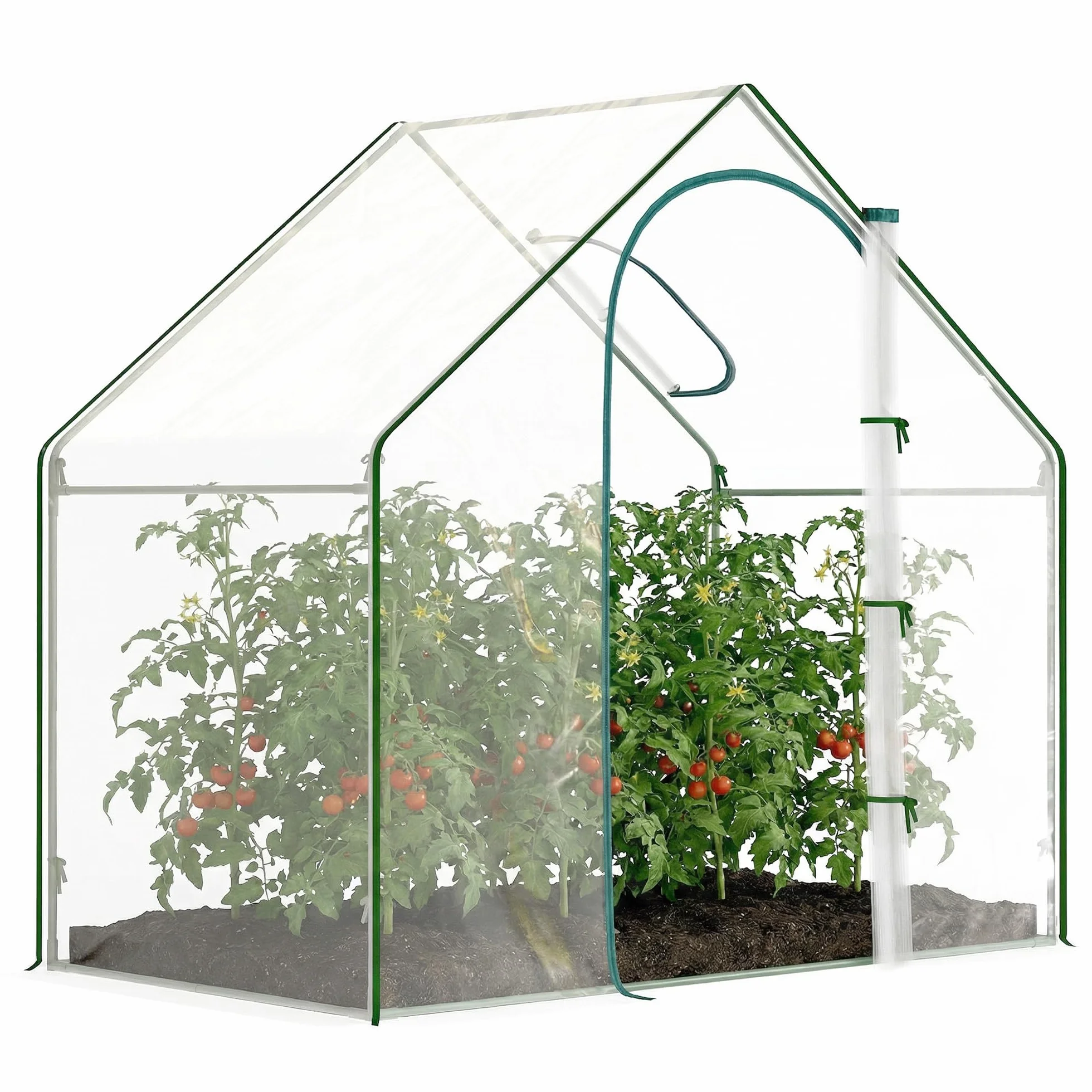 Outsunny Serre de Jardin PVC 180x100x168 cm, Châssis Acier, Porte Zippée, pour Légumes Plantes