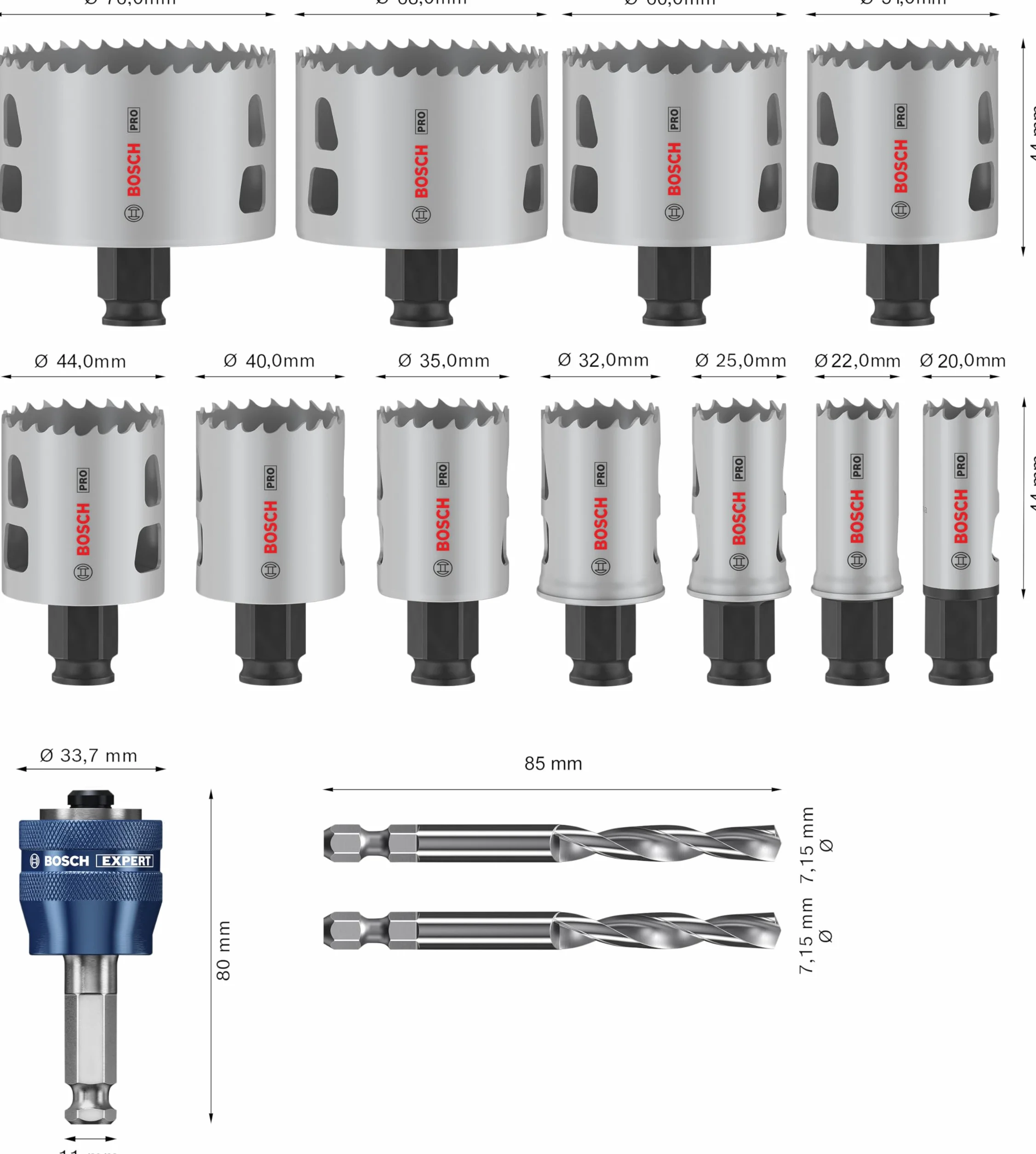Bosch Coffret scies trépans PRO Multi Material Power Change Plus Ø 20-76 mm