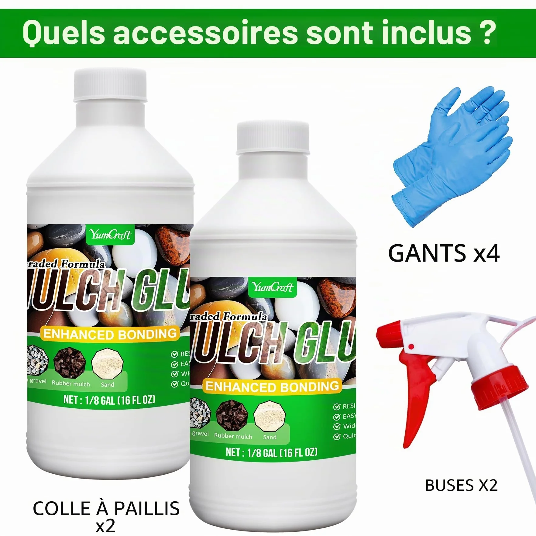 Colle à gravier concentrée - 1l - Colle de gravier en résine avec applicateur pour coller du gravier, des pierres, de l'écorce - Prête à l'emploi - Pour aménagement paysager, allées de jardin