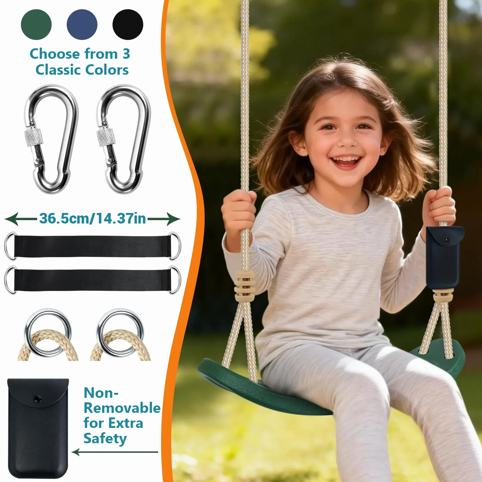 Balançoire d'arbre pour Enfants 120 kg avec Cordes réglables Vert