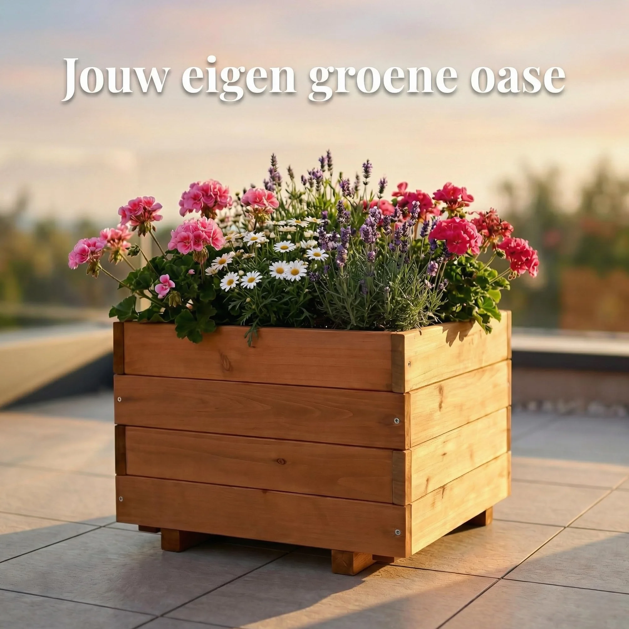 Jardinière Carrée en Bois 40 x 40 x 32 cm Extérieur Intérieur Certifié FSC