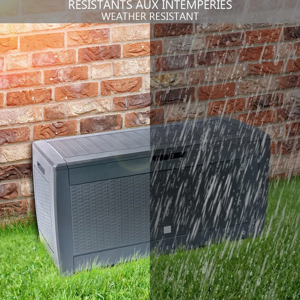 Coffre de Rangement Exterieur 310L PP 119 x 48 x 60 cm Anthracite Polyrotin Fabriqué en Europe
