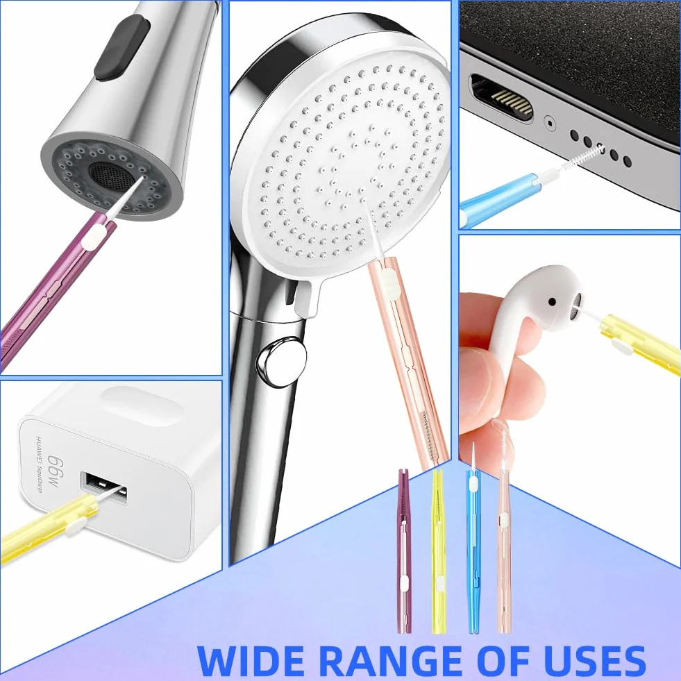 AXFEE 8PCS Kit de Nettoyage pour Port de Charge De téléphone, Mini Brosses De Nettoyage Double Face pour Port D-e Charge, Poils et Crochet, Kit d-e Nettoyage Push Pull, pour Téléphones et Écouteurs