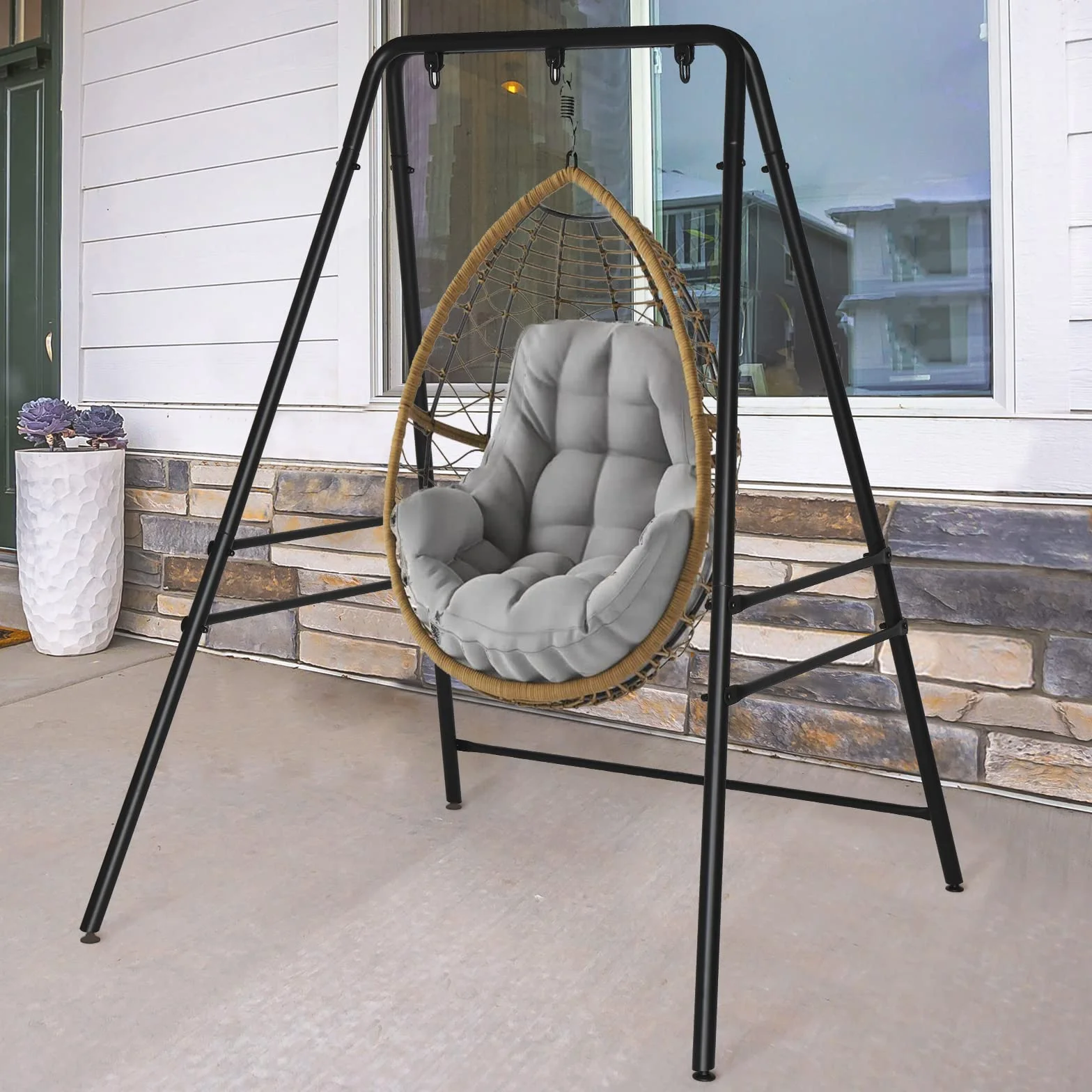 LEADZM Support Hamac Portable Double Barre Transversale 133×137×180 cm