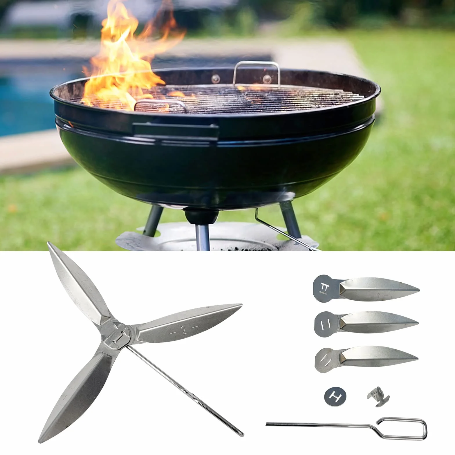 Lot de 2 Systèmes de Nettoyage One Touch 47cm pour Barbecues à Charbon