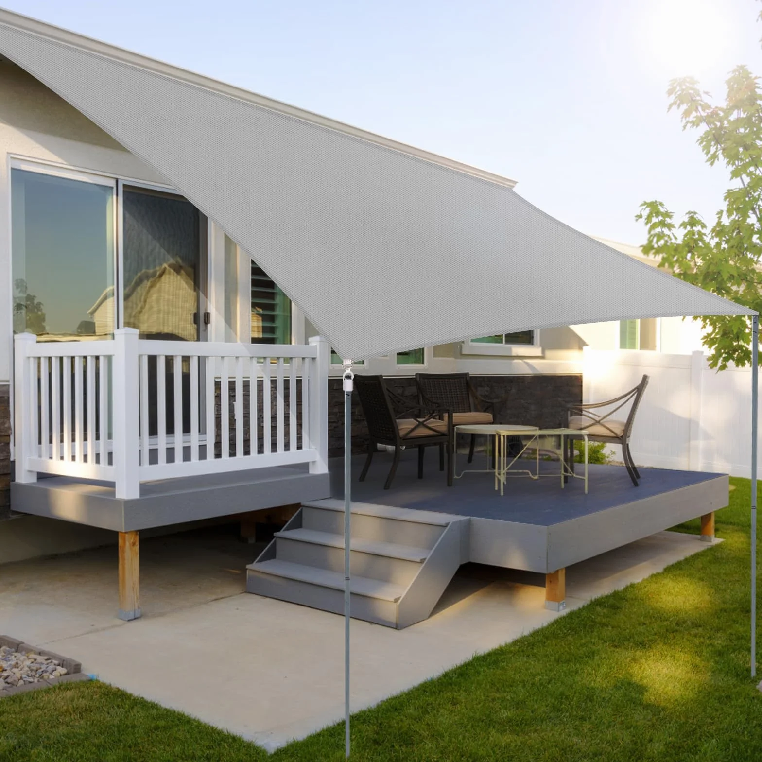 Voile d'ombrage Rectangulaire 4x5m Imperméable Protection UV 99% Toile Ombrage Extérieur