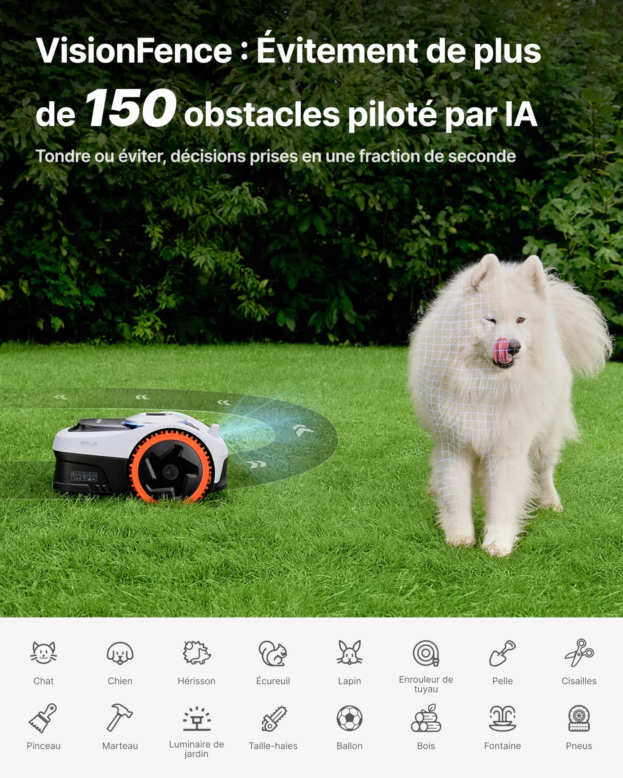 Segway Navimow i205 AWD Robot tondeuse Garage S, 45% pente, 500 m², EFLS NRTK Vision