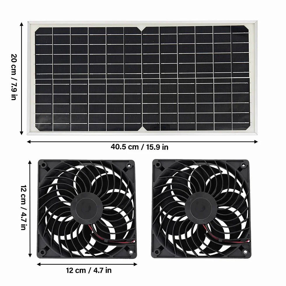 Lotvic Ventilateur d'Extraction Solaire 16W, Alimenté Solaire pour Poulaillers Serres Abris