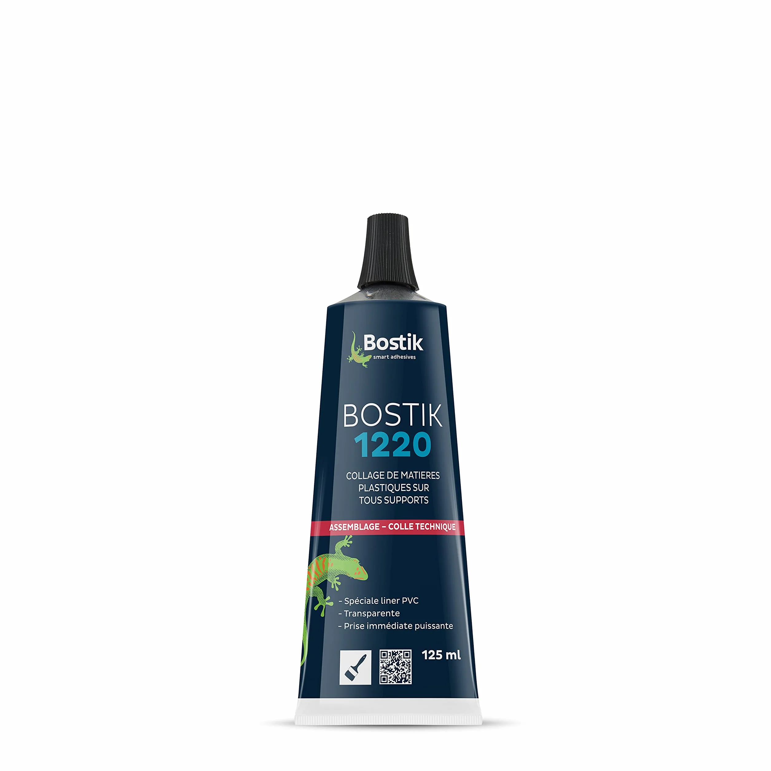 Bostik - Colle Contact Nitrile Liquide 1220 - Multi-Usages - Idéale Pour Liner PVC - Transparente - Tube de 125 ml