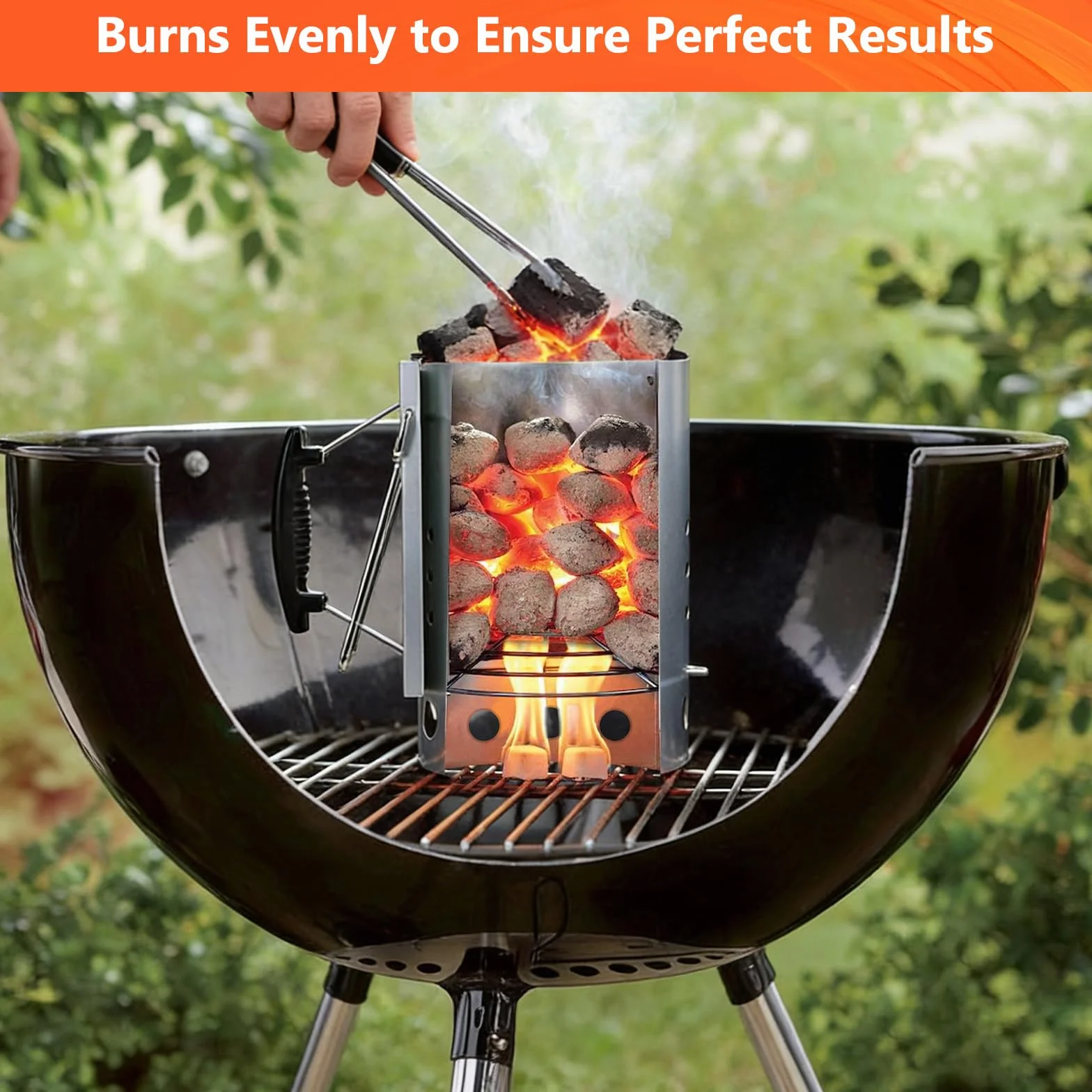 QuliMetal Démarreur de Cheminée 30x19cm pour Weber 7416 Barbecues au Charbon Poignée de Sécurité Allume-Feu Rapide
