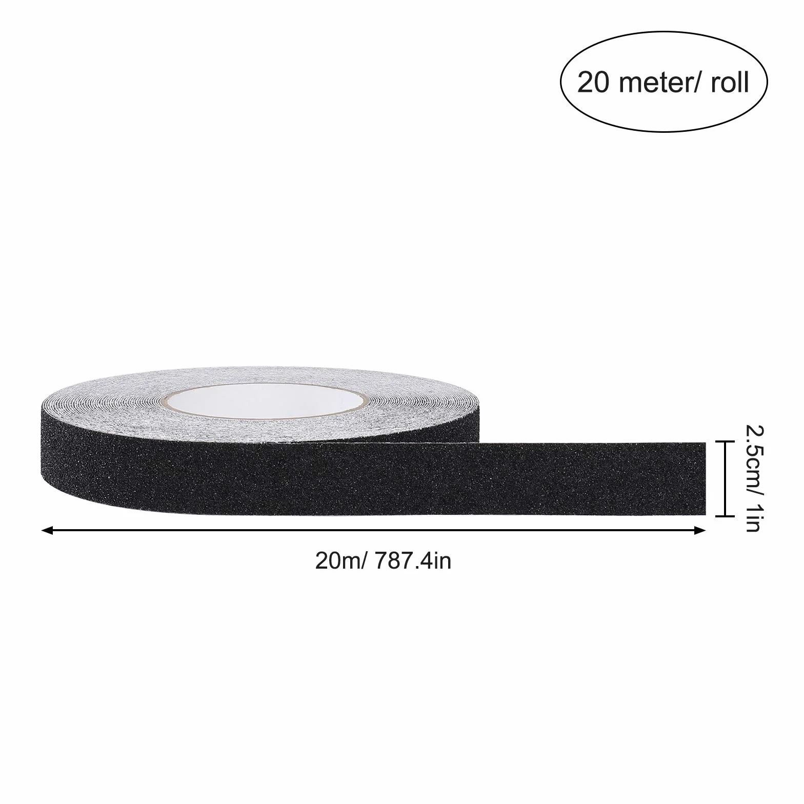 MaoXinTek Bande Antidérapante Adhésive pour Escaliers, Friction, Abrasif pour les Sécurité, Escabeau, Intérieur, Extérieur, Haute Traction, 2.5cm x 20m Noir