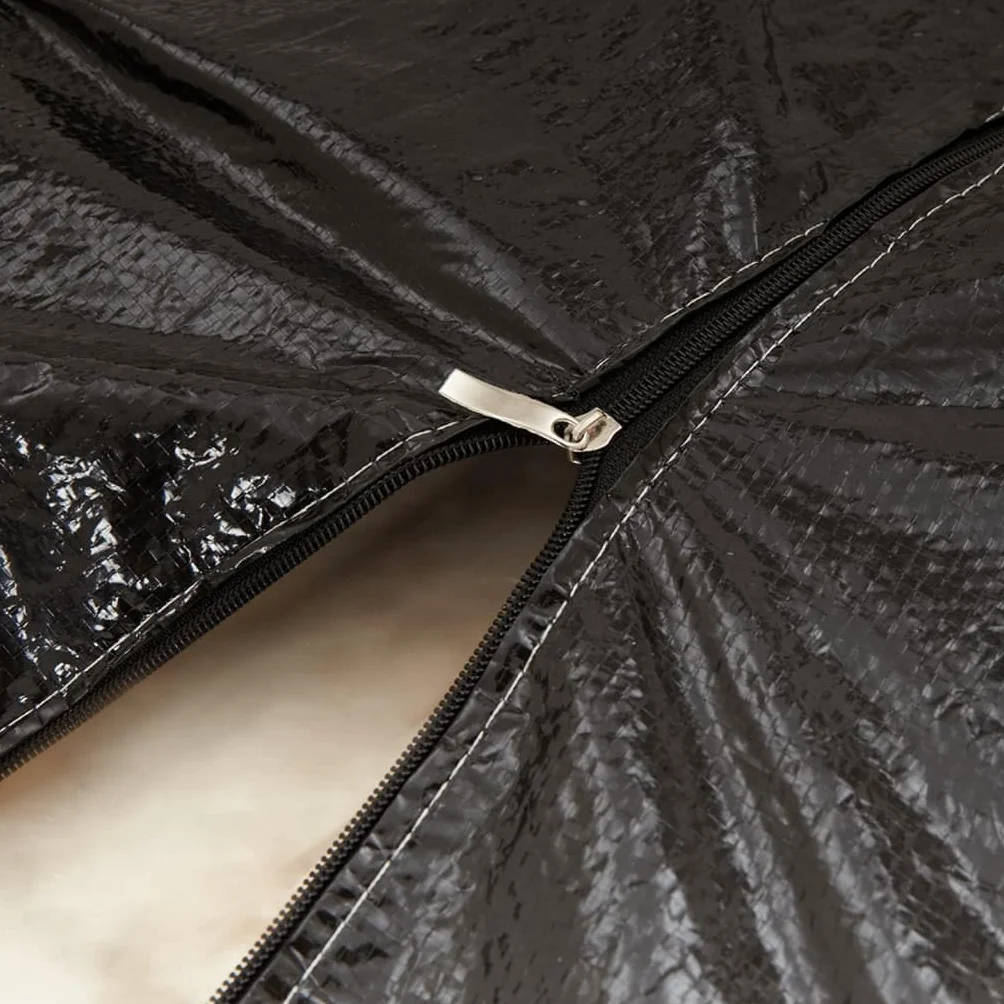 Sac de rangement polyéthylène noir 150x75x75 cm avec fermeture éclair et poignées