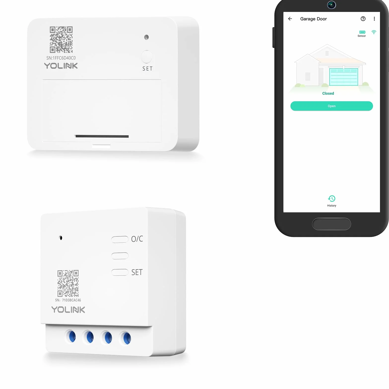 YoLink Garage Door Controller and Wireless Sensor - Remote Control Existing Garage Door Opener, 1/4 Mile World's Longest R.