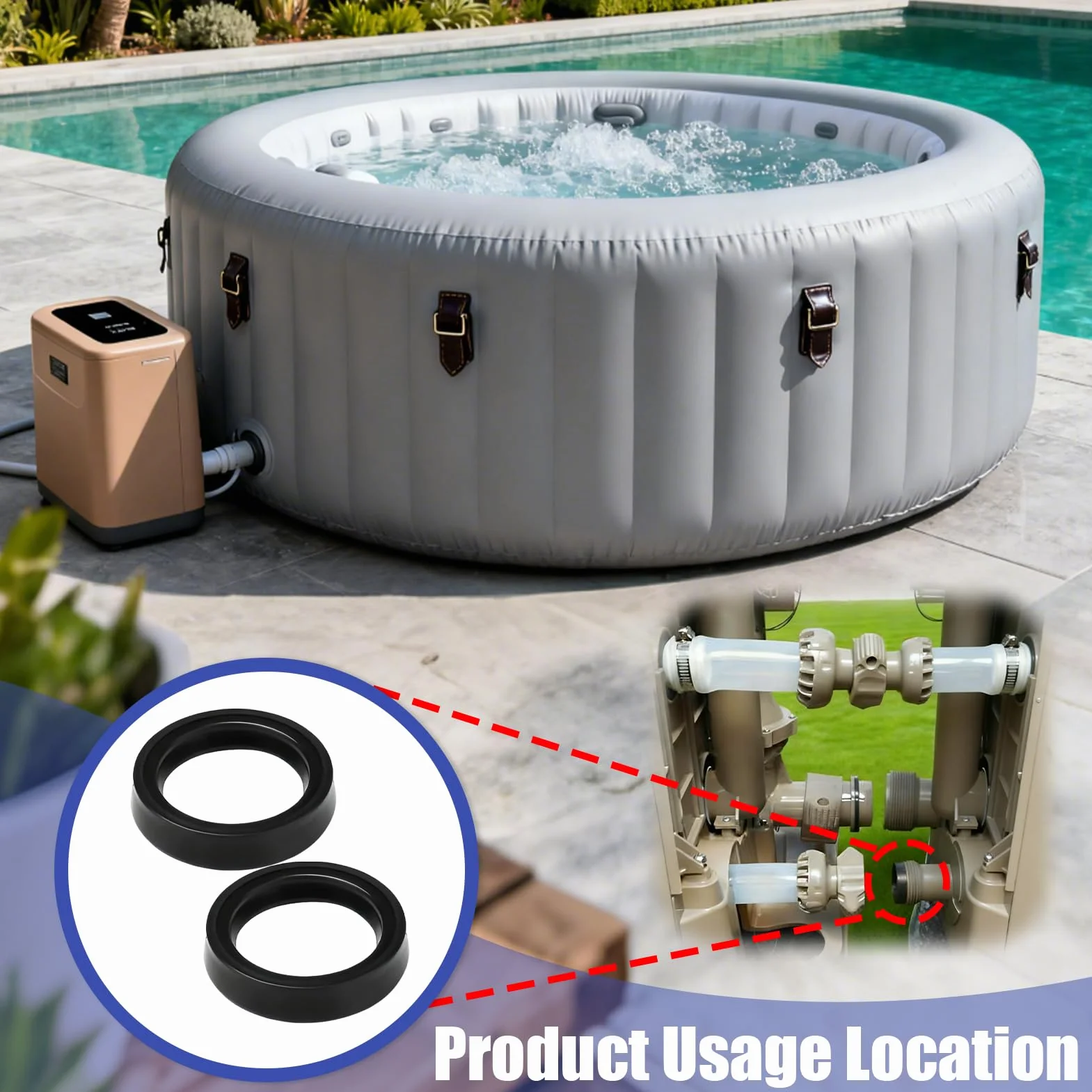 Joints Étanches pour Intex Pure Spa Simple Spa 11699, Connecteur de Tube Anti-Fuites Eau et Air pour Piscine Gonflable