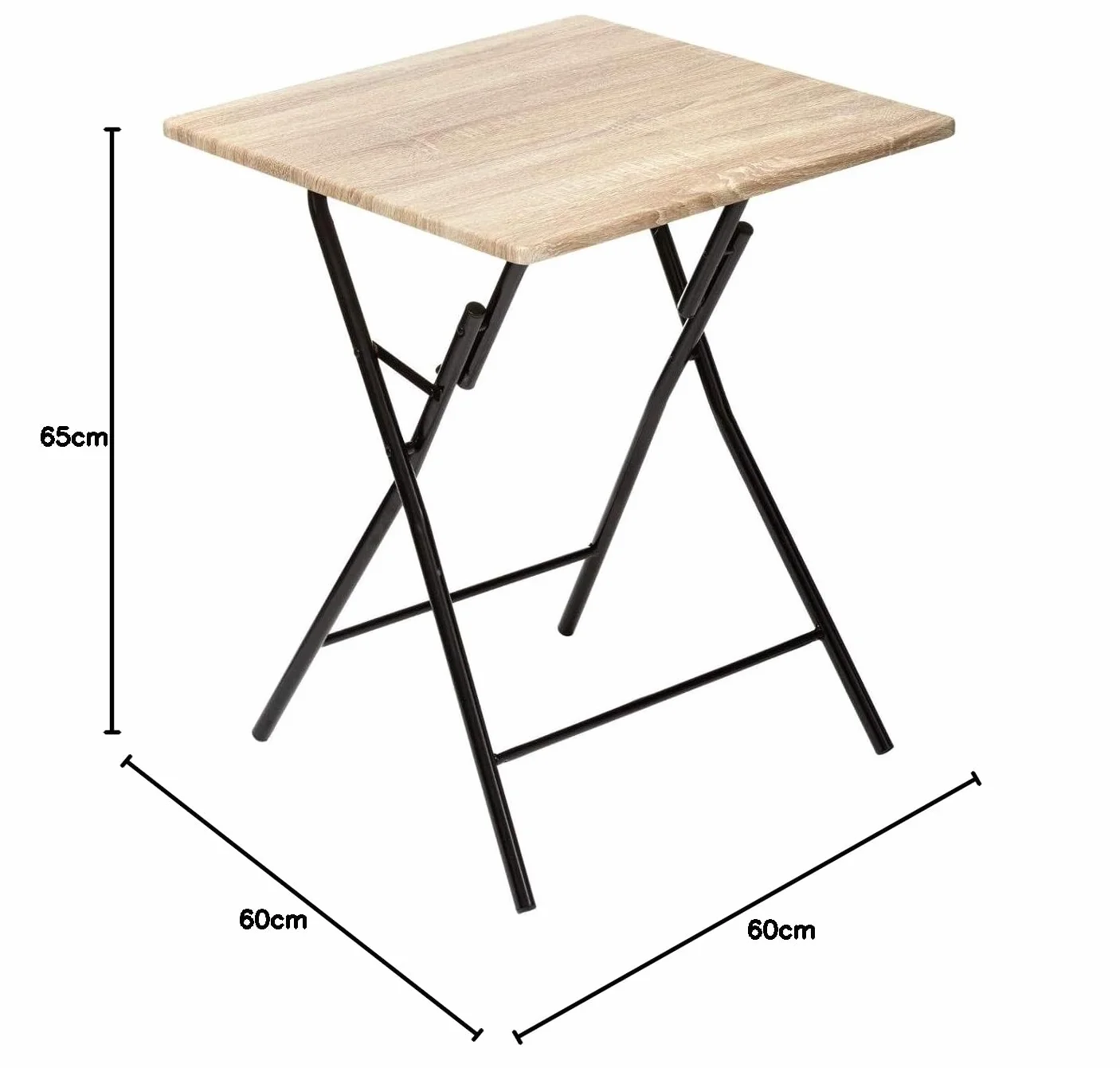 Table Pliante Carrée Effet Bois et Noir 60 x 60 cm 2 Personnes