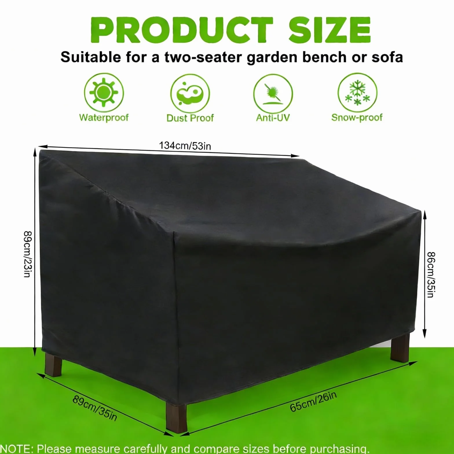 Housse de Banc de Jardin 2 Places Imperméable Oxford 210D Protection Extérieur UV