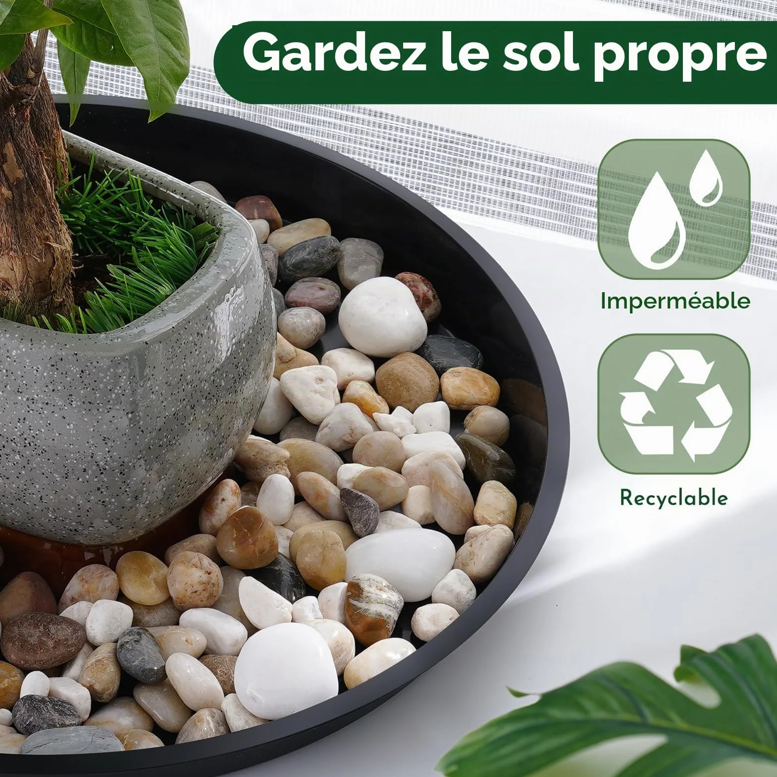 Sous-pots 40 cm Plastique pour Plantes Intérieur Extérieur Lot de 6