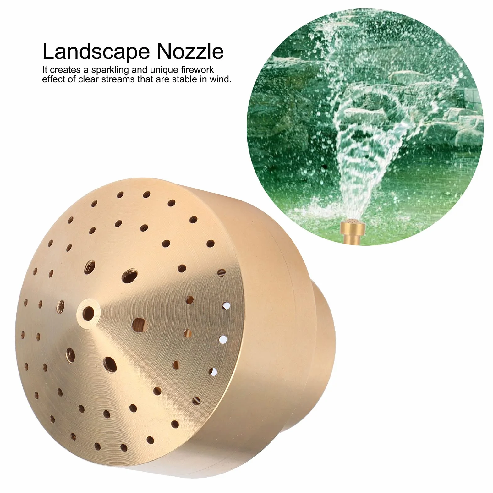 Tbest Tête d'arrosage Buse Fontaine Laiton G1/2 Filetage Femelle 20mm Spray Paysager Jardin Effet Feu d'artifice Résistant Haute Pression