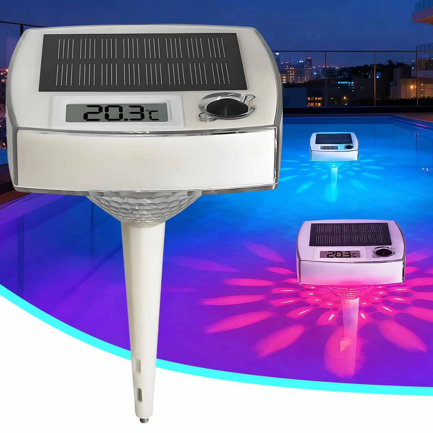 Thermomètre Piscine Solaire Flottant IP68 Écran LCD Numérique