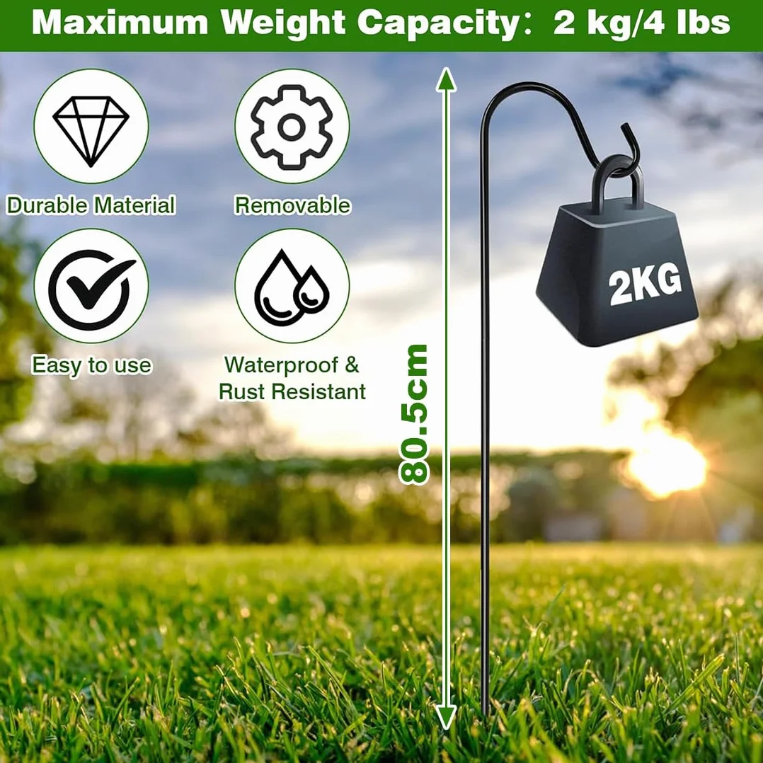 Crochets De Berger 80.5 cm Support Jardiniere Reglable pour Mangeoire Oiseaux Exterieur