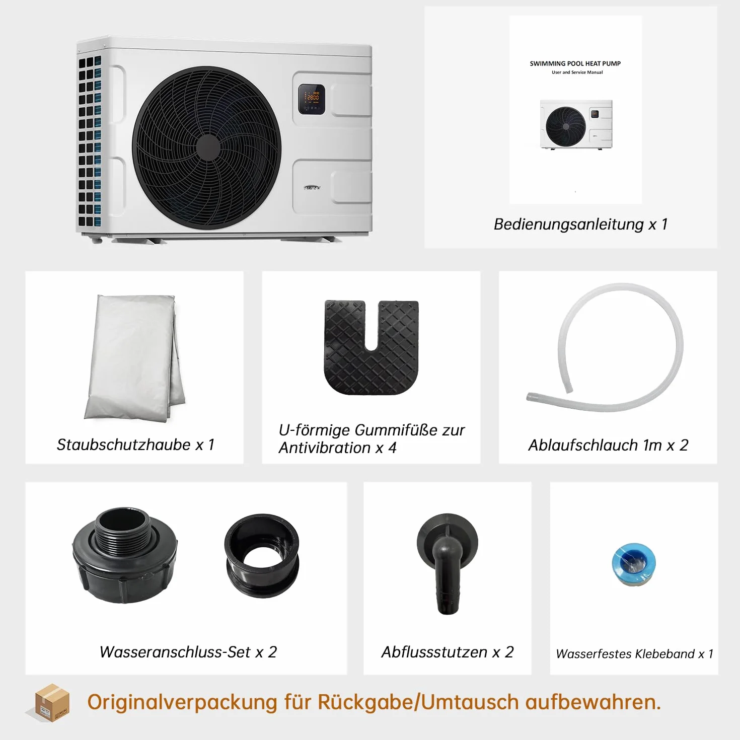 INVERBOOST Elite Pompe À Chaleur Inverter 12,5 KW, Piscines Hors Sol 60 m³, COP 16, WiFi