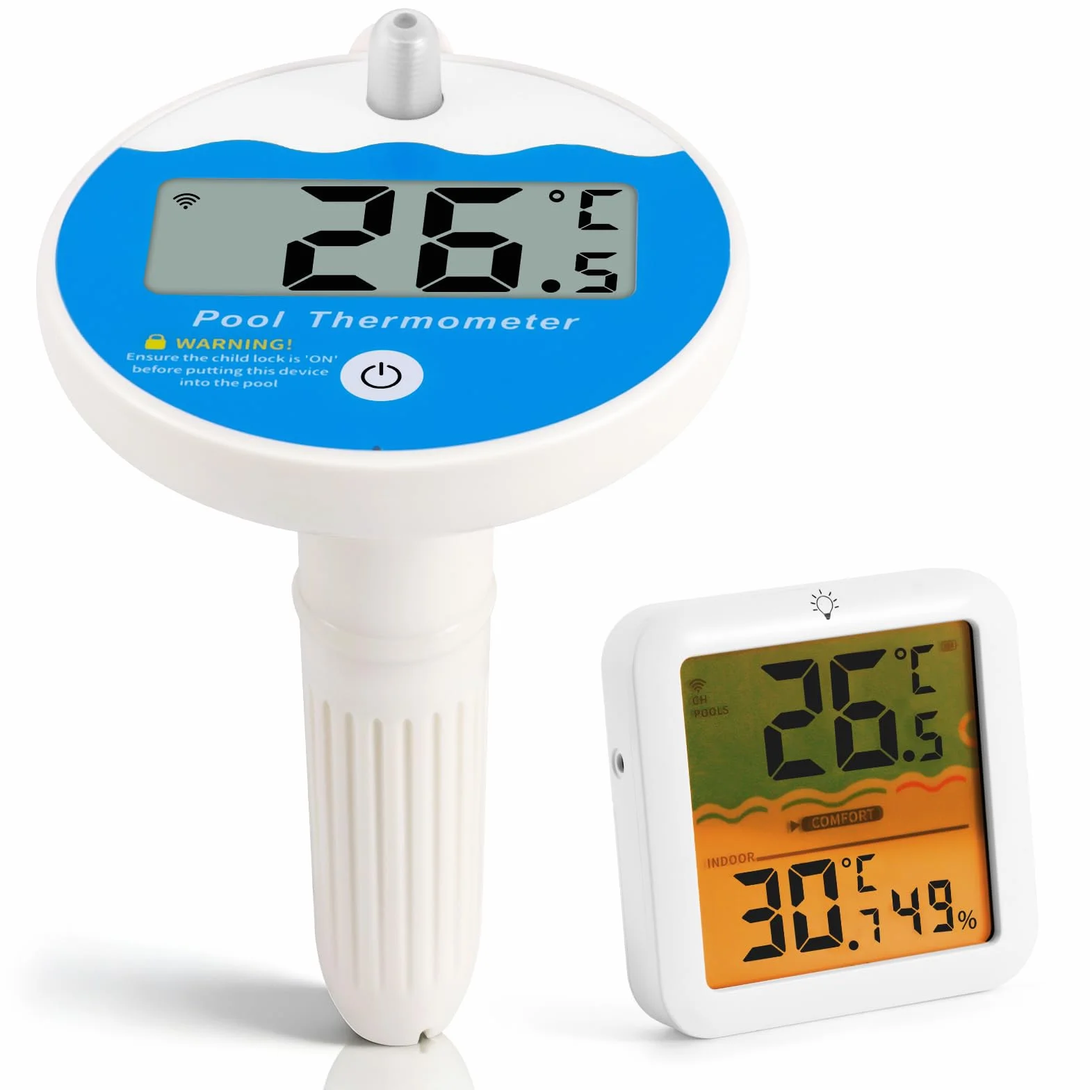 Thermomètre de piscine numérique IPX68 flottant sans fil avec affichage LCD