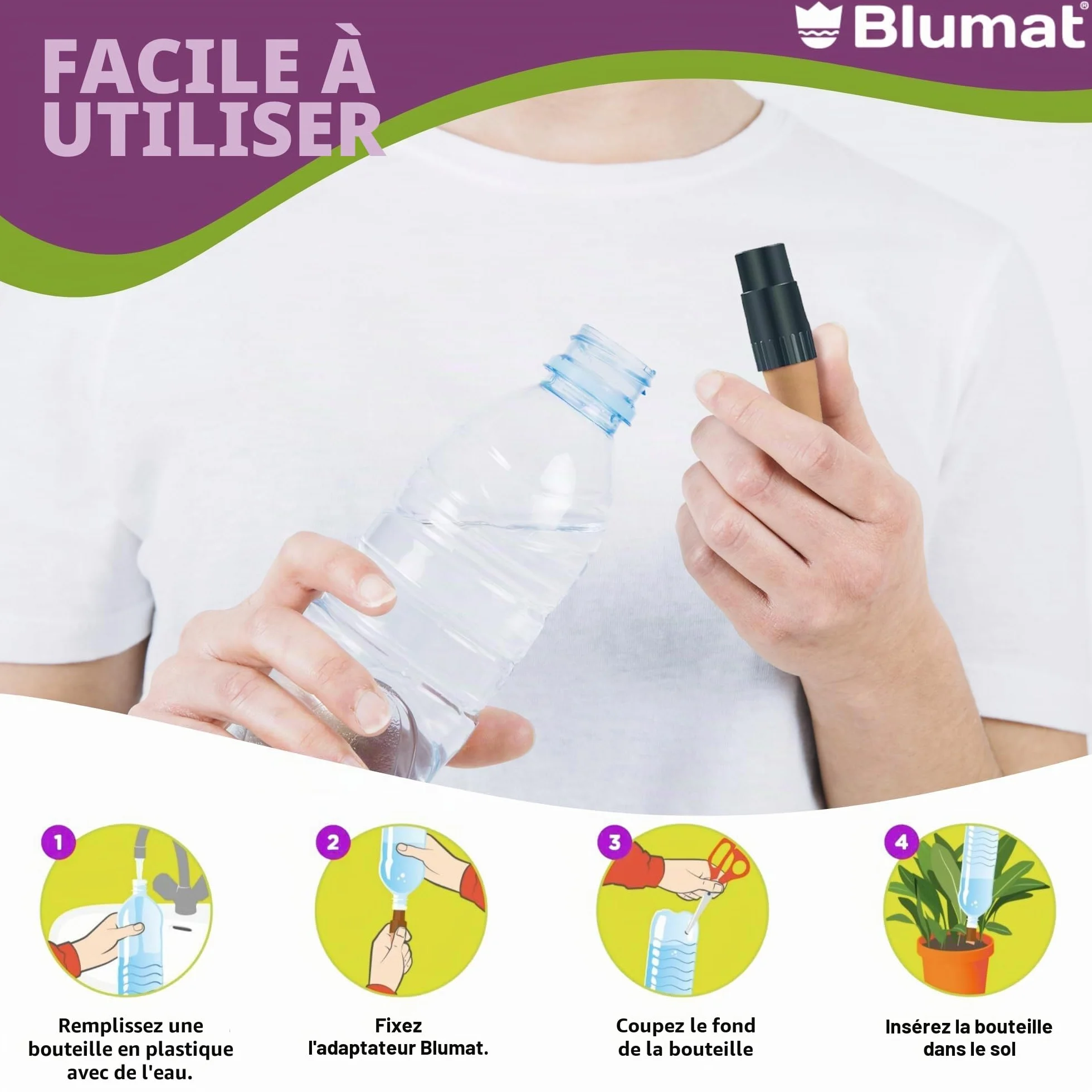 Blumat Lot de 3 Embouts adaptables aux Bouteilles pour arrosage