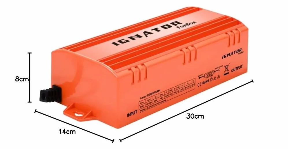 FoxBox Ballast électronique 600 W Plug & Play câble 1,5 m pour réflecteur