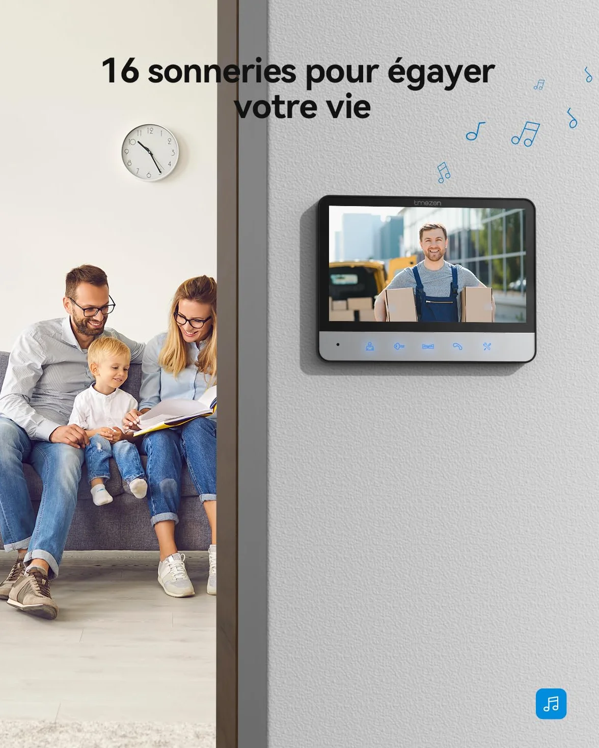 TMEZON Visiophone Connecté 4 Fils Kit Interphone Vidéo Filaire avec écran Couleur 7", Portier Vidéo V20