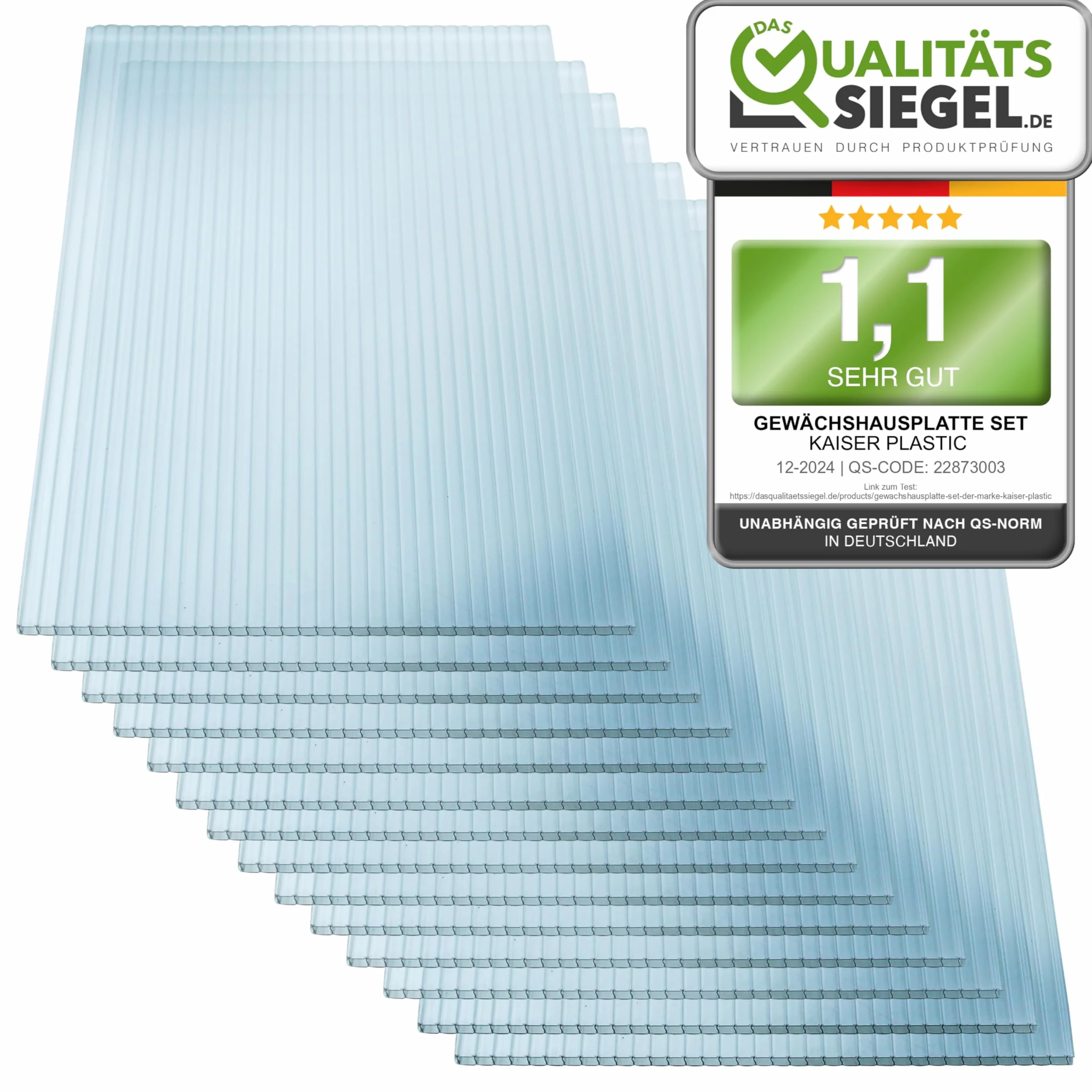 KAISER PLASTIC® plaques polycarbonate transparent 6mm 605 x 1210 mm lot de 12 résistant aux UV