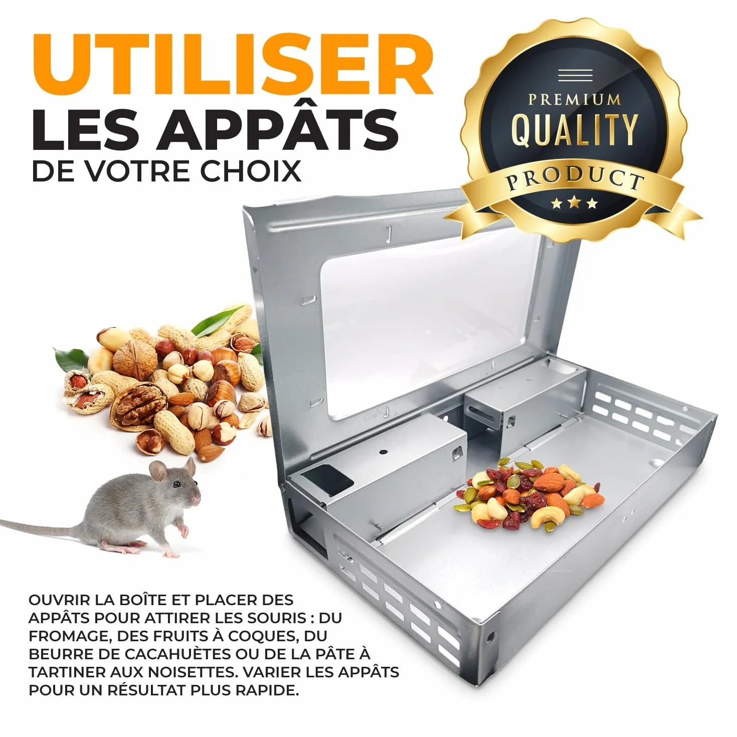 AXELMA Piège à Souris Vivantes Multi-Capture – Attrape Souris sans Tuer en Métal, Sécurisé Enfants Animaux, Réutilisable