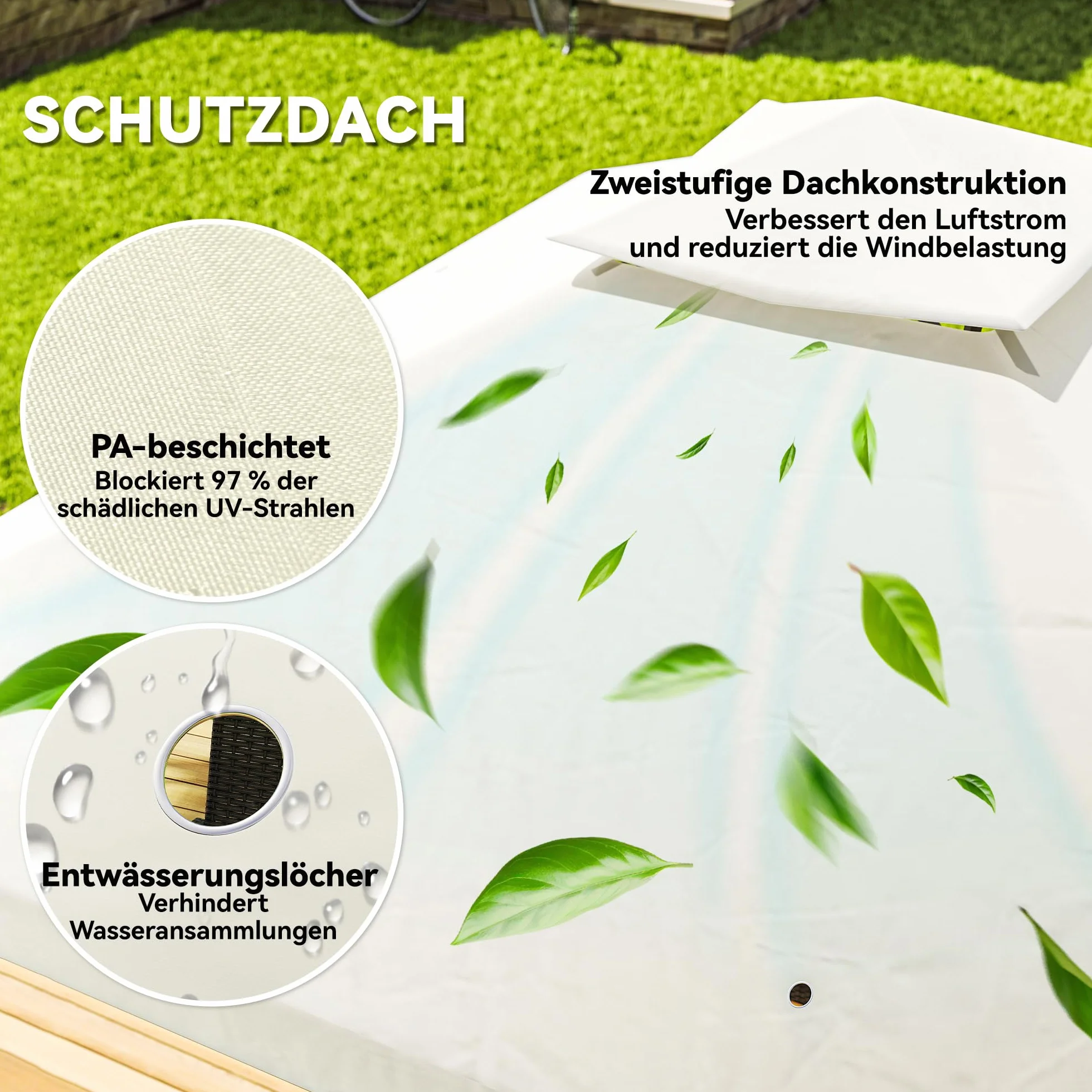 Outsunny Pavillon double toit 3x3 m Hydrofuge stable résistant hiver Jardin protection UV Tente métal blanc crème