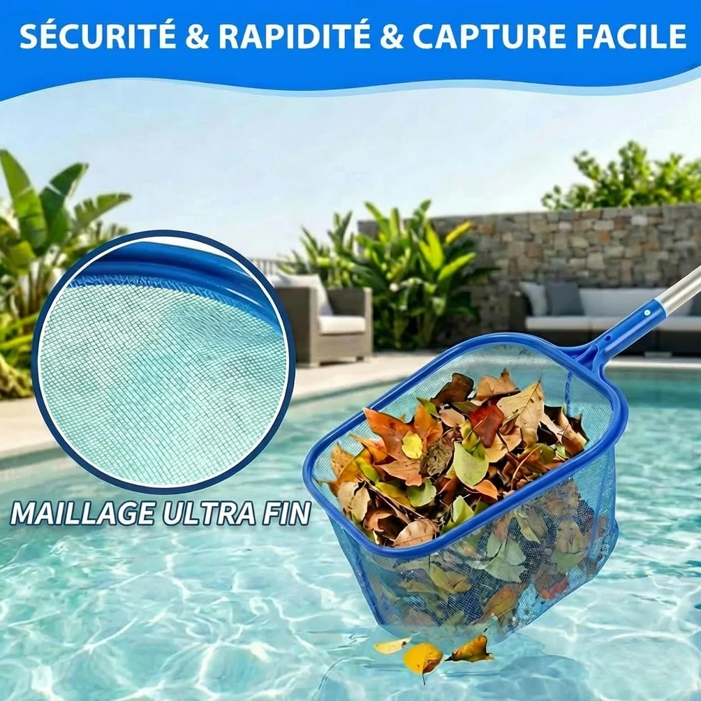 Épuisette de Piscine 140 cm Filet Télescopique Réglable pour Nettoyer Piscine Spa