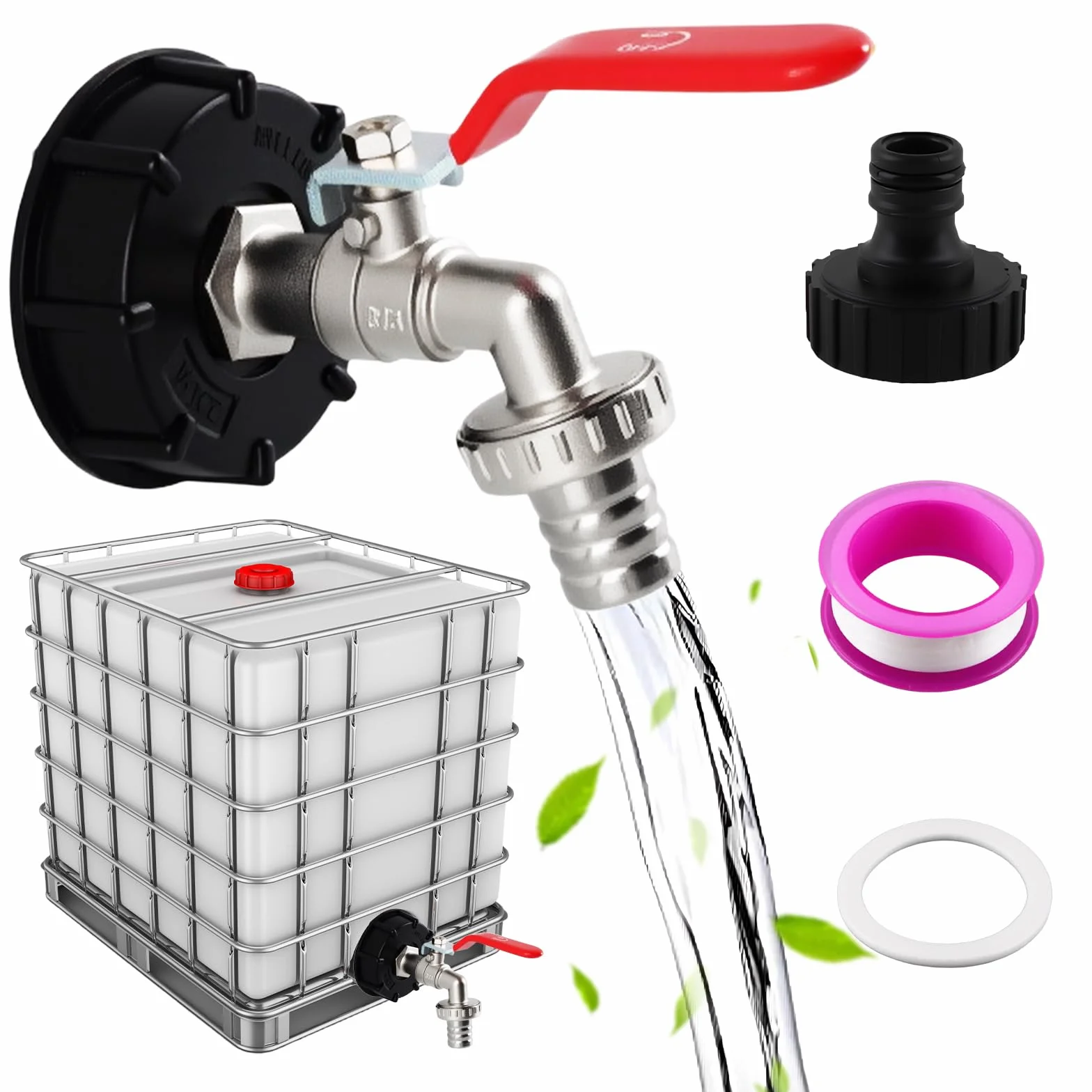 Robinet Cuve 1000L shallyong S60X6 IBC Raccord 3/4" Jardin Adaptateur Plastique