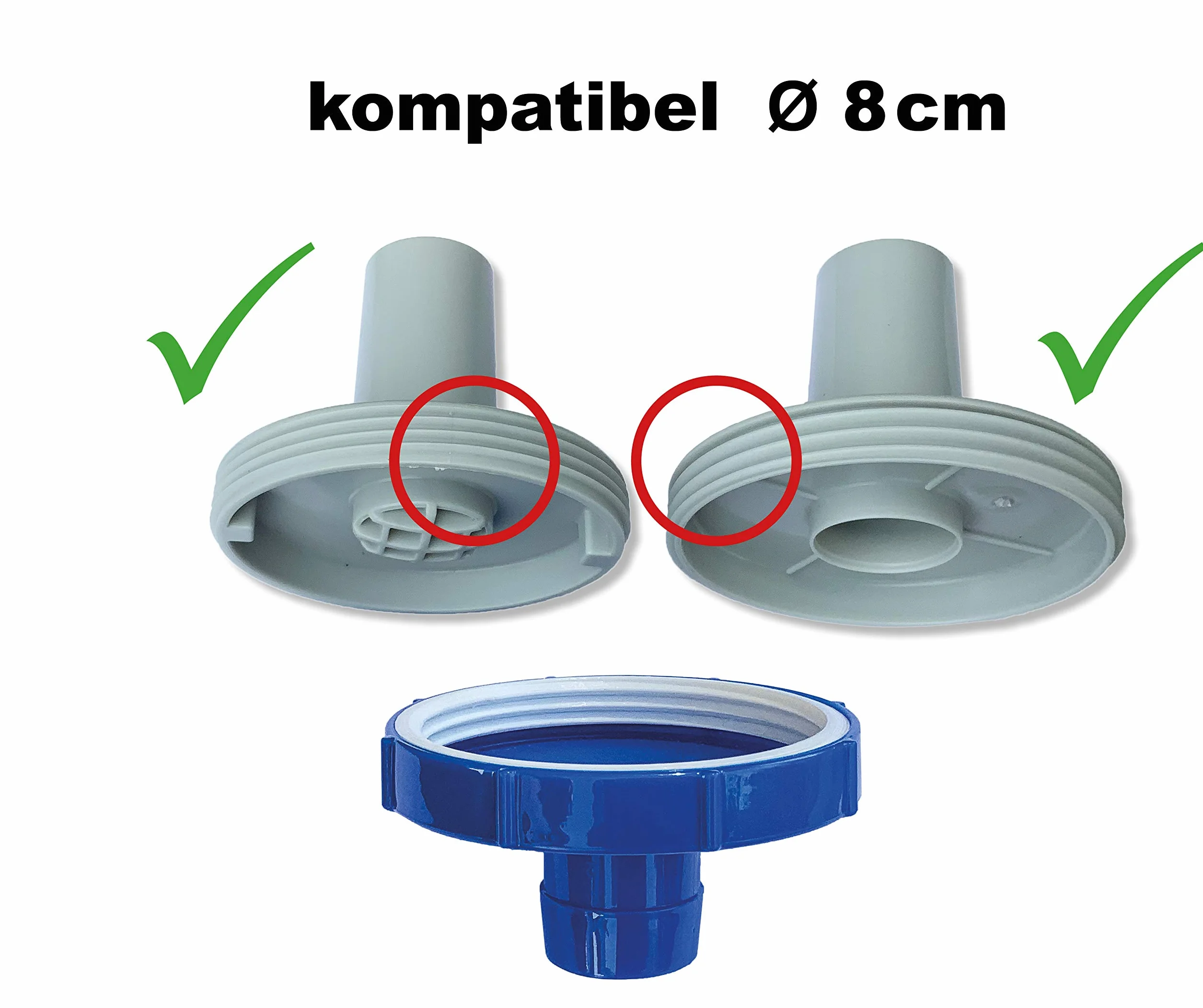 Adaptateur universel aspirateur sol raccord vis 80 mm 82 mm 88 mm tuyau 32 mm bleu blanc