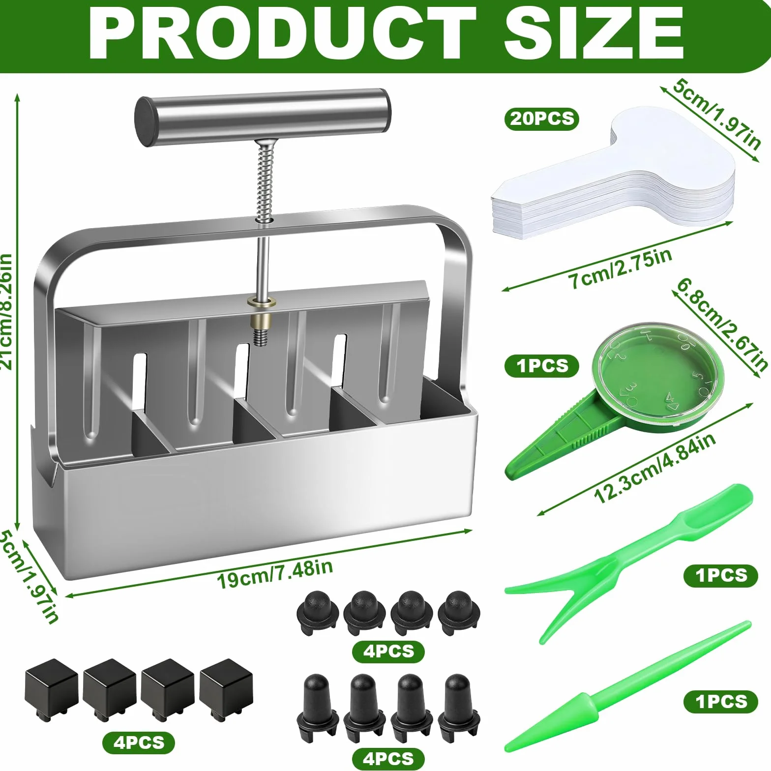 Presse à Motte Manuelle 5x5cm Alliage d'Aluminium 4 Cellules pour Semis