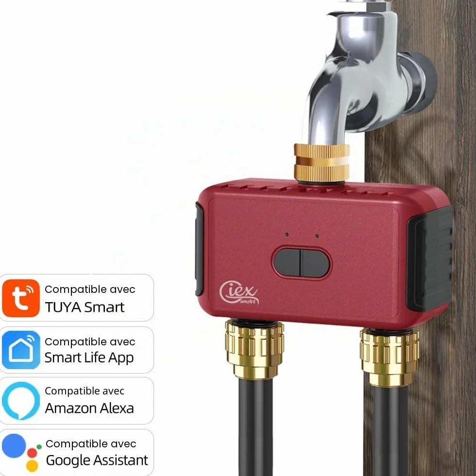 GIEX Programmateur d’arrosage Wi-Fi 2 Zones, Compatible Tuya Smart Life