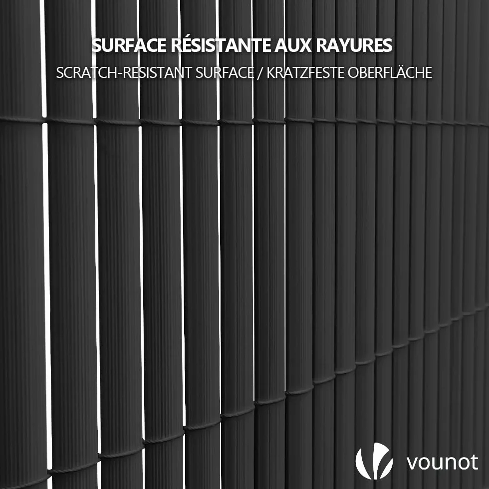 Canisse en PVC Brise Vue Ultra Renforcé 100x500cm Gris avec Attaches de Fixation Double Face