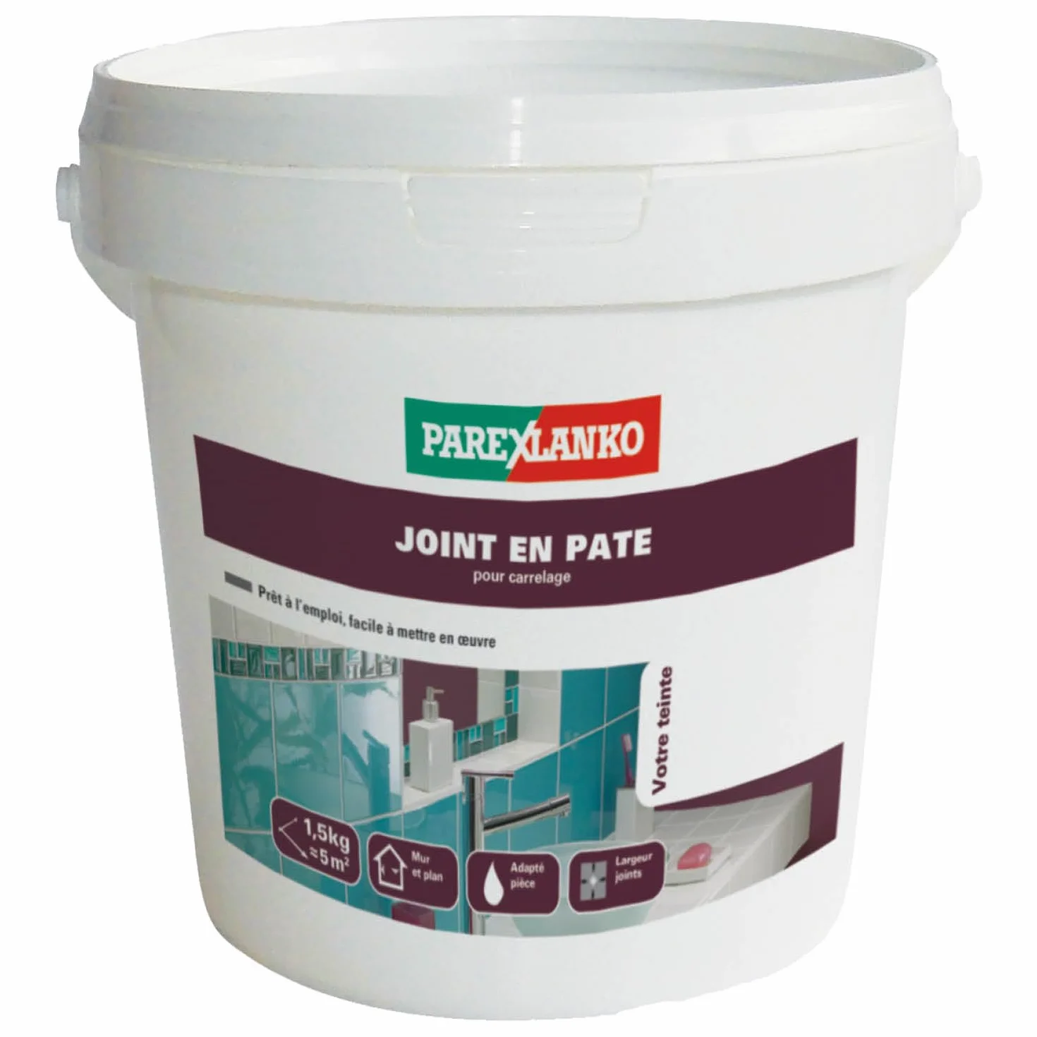 Parexlanko, Joint en Pâte prêt à l'emploi, Joint de carrelage compris entre 1 à 6mm pour mur et plan de travail intérieur, Blanc, 1,5kg