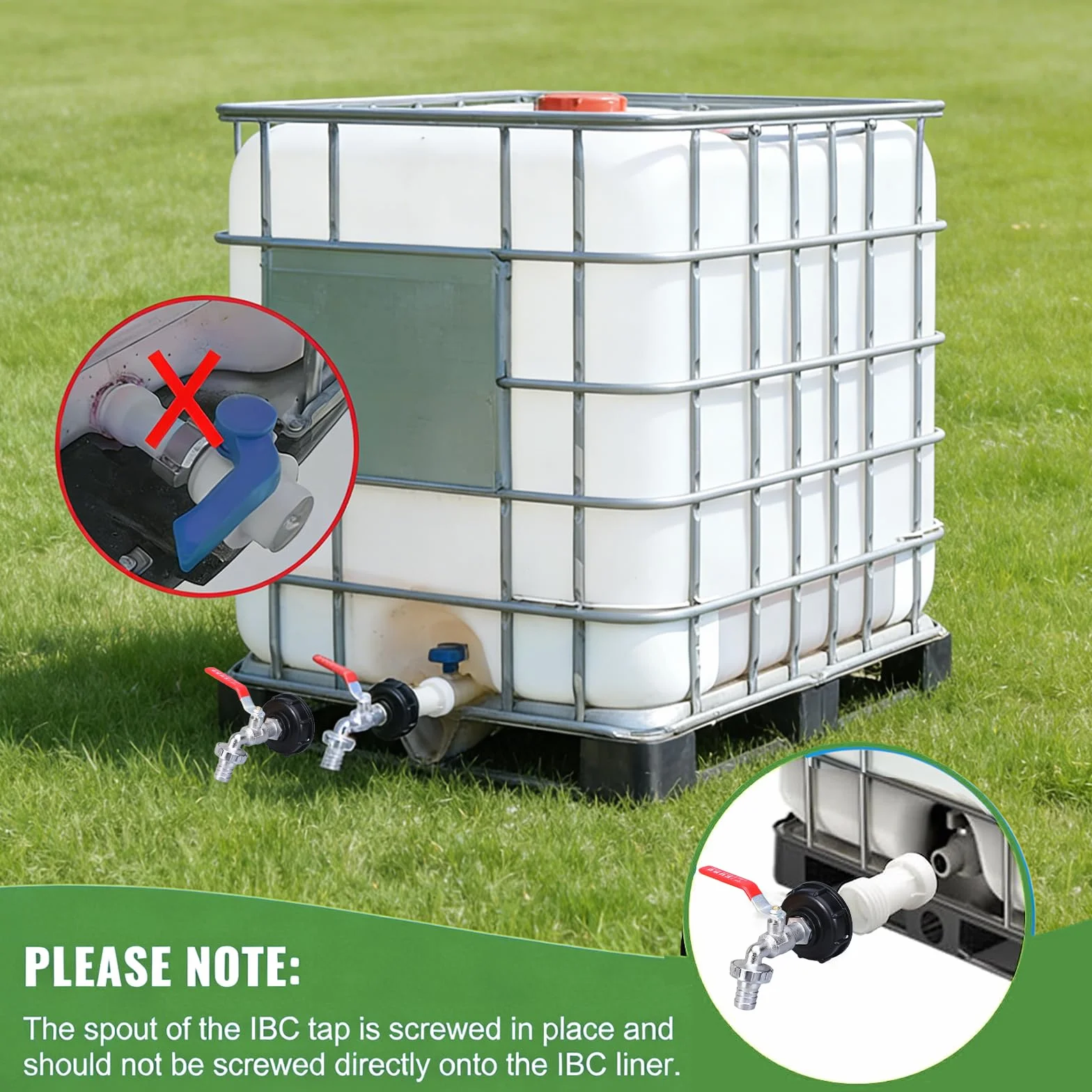 Robinet Cuve 1000l 3/4" Adaptateur Réservoir IBC Laiton, Accessoires Container IBC avec Clés Capuchon Tambour