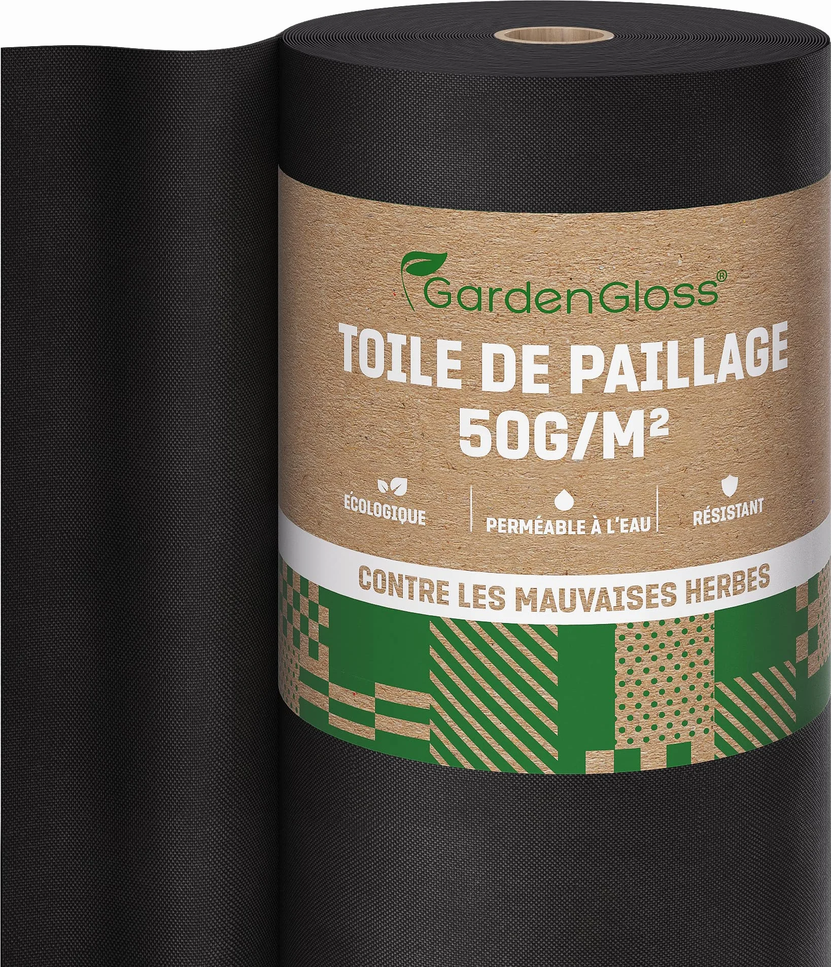 GardenGloss Toile de Paillage Anti Mauvaises Herbes 50m2 50g/m2 Géotextile Indéchirable Perméable à l'eau Stable Aux UV 50m x 1m 1 Rouleau