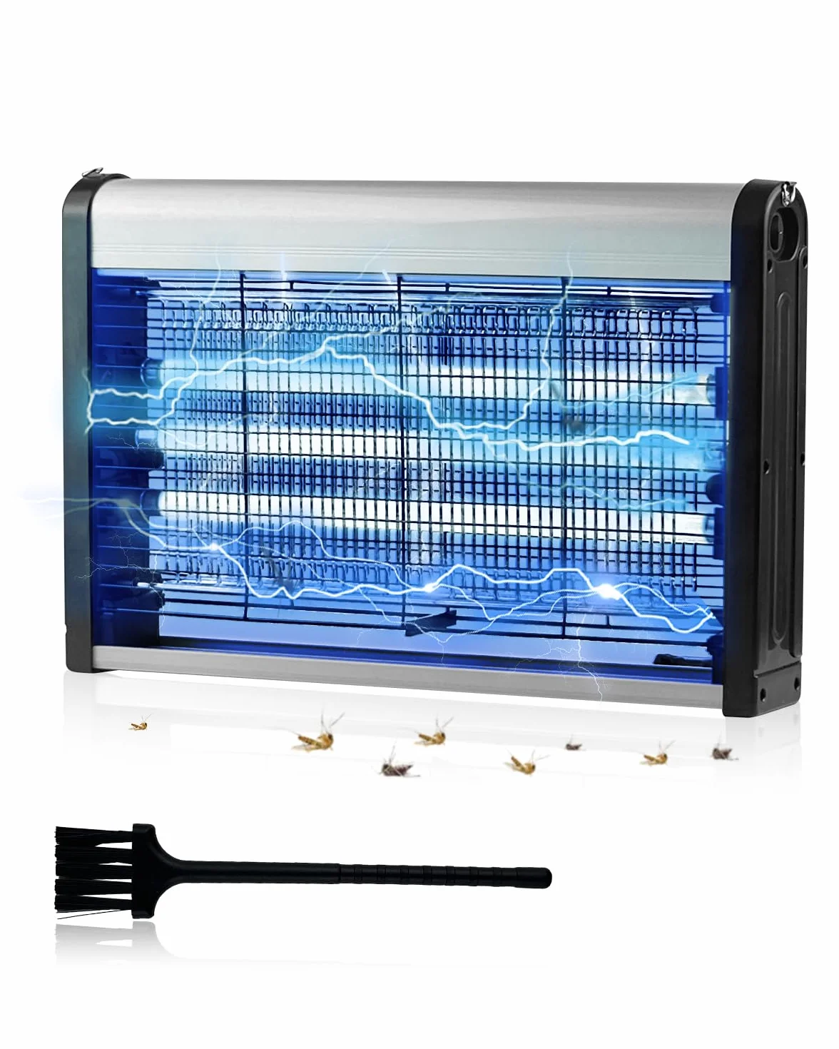 Lampe Anti Moustique Électrique 30W, Tueur d’Insectes UV 2500V, Double Grille Sécurisée, 3 Tubes LED, 20-120m²